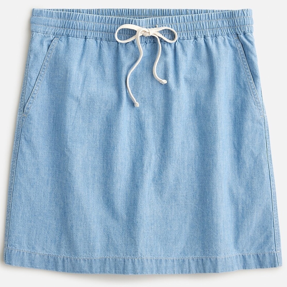 NWT J. Crew SEASIDE Light Blue Denim Drawstring Mini Skirt, S